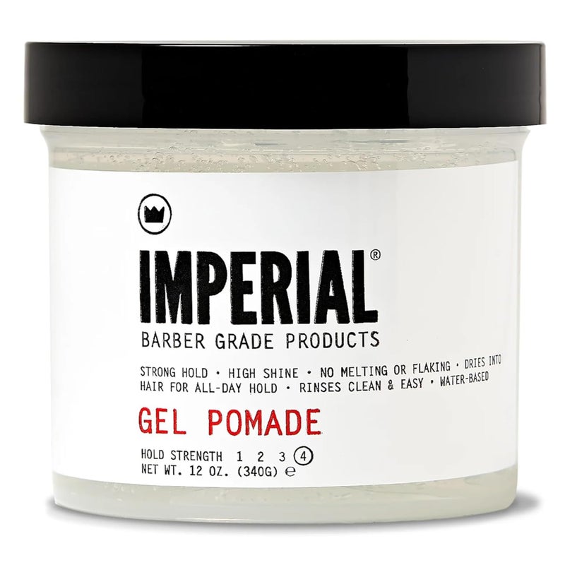Imperial Barber Grade Gel Pomade - All Day Strong Hold, No Flaking, Water Based, Reactivatable - Natural Men's Hair Styling Product 12oz - Image 1